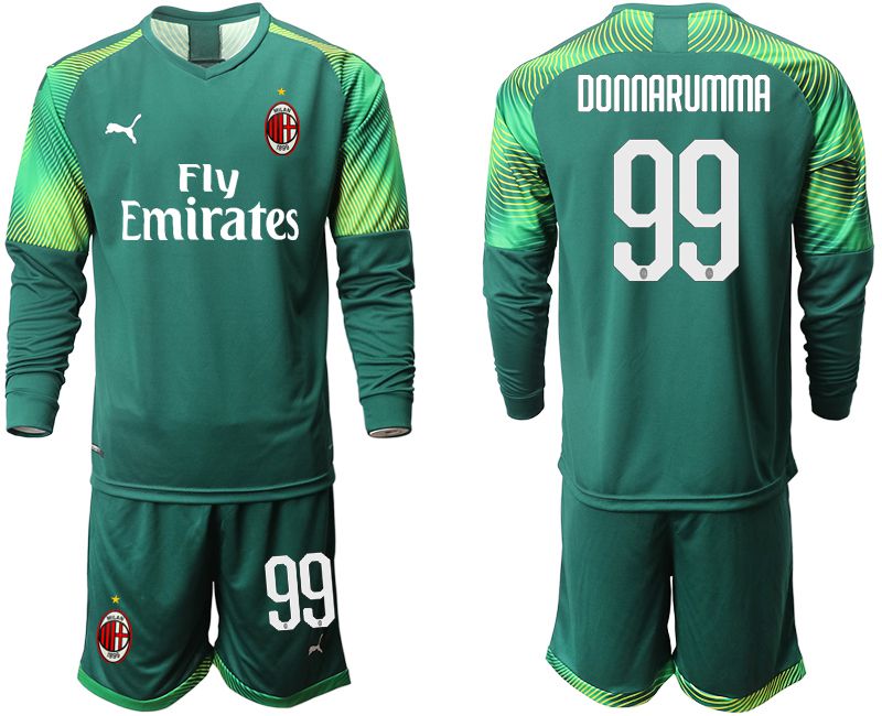 Men 2019-2020 club ACmilan Dark green long sleeve goalkeeper #99 Soccer Jerseys